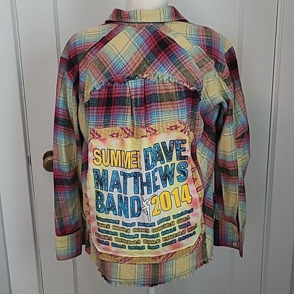 Upcycled Tops - Handmade Vintage Upcycled Kantha & Flannel Shacket - THE DAVE MATHEWS BAND